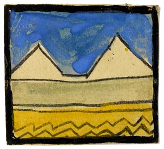 Schiele - Entwurf für eine Wanddekoration im Atelier Wattmanngasse (abstrahierte Giebel), 240442, 1918