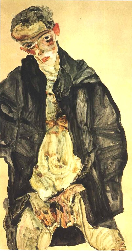 Schiele - Selbstbildnis maturbierend