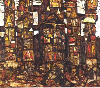 Schiele - Waldandacht - 1915. Free illustration for personal and commercial use.