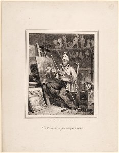 Schilder in zijn atelier (ces croûtes lá en font manger d'autres), objectnr A 15326