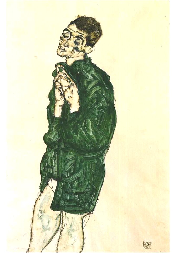 Schiele - Selbstdarstellung mit geschlossenen Augen- 1914