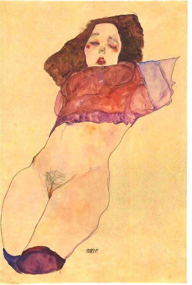 Schiele - Mädchen mit entblößtem Unterleib - 1911