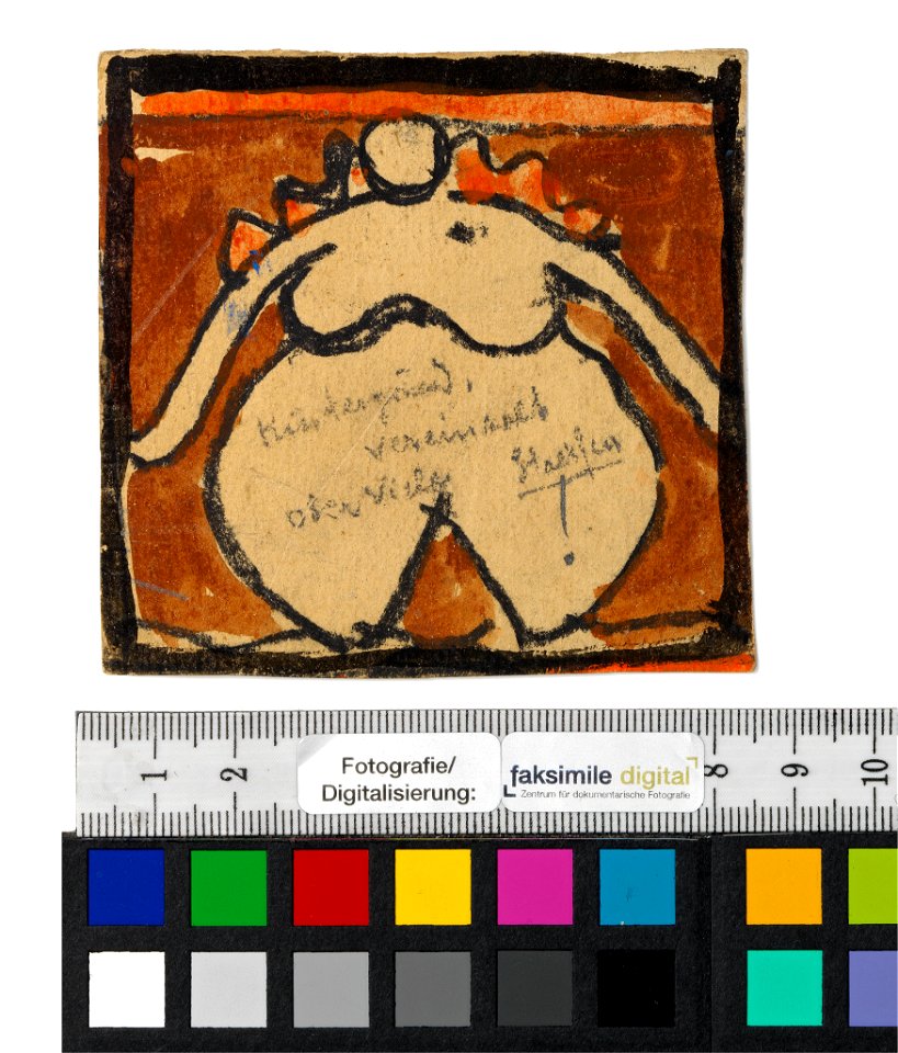 Schiele - Entwurf für eine Wanddekoration im Atelier Wattmanngasse (üppiger weiblicher Akt), 240449, 1918