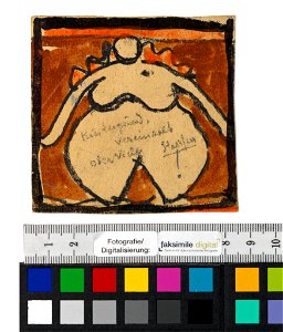 Schiele - Entwurf für eine Wanddekoration im Atelier Wattmanngasse (üppiger weiblicher Akt), 240449, 1918