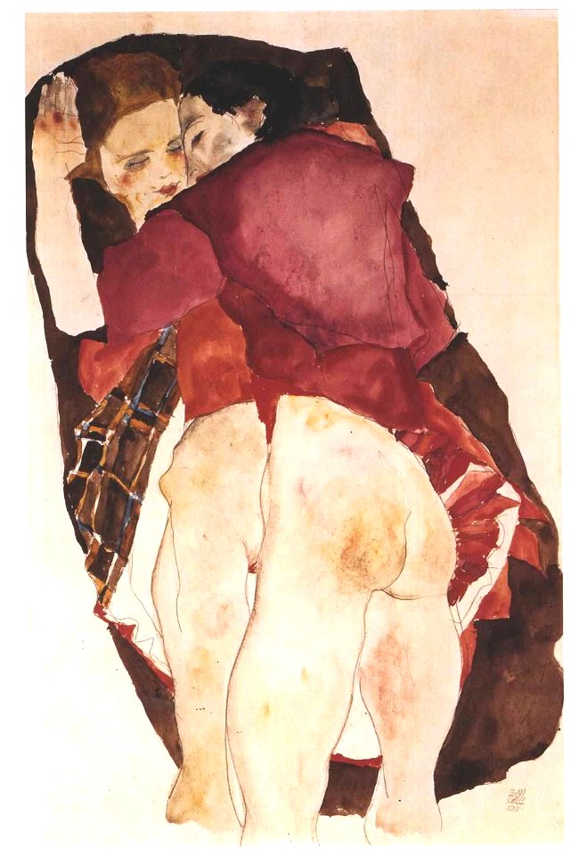 Schiele - Zwei Mädchen - Liebespaar - 1911
