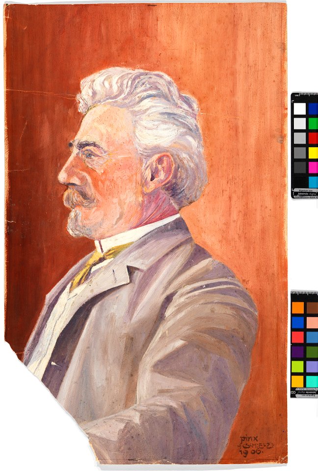 Schiele - Leopold Czihaczek in Profil vor rotem Hintergrund, 1906