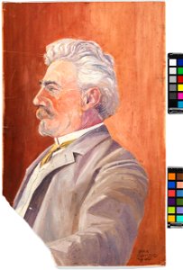 Schiele - Leopold Czihaczek in Profil vor rotem Hintergrund, 1906