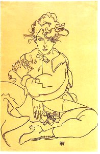 Schiele - Hockende Frau mit gespreizten Schenkeln - 1918