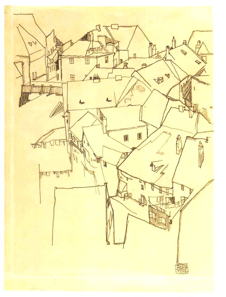 Schiele - Krumauer Stadtviertel - 1914