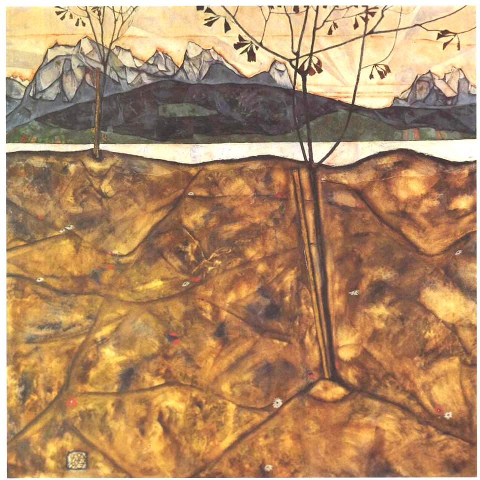 Schiele - Landschaft mit zwei Bäumen -1913