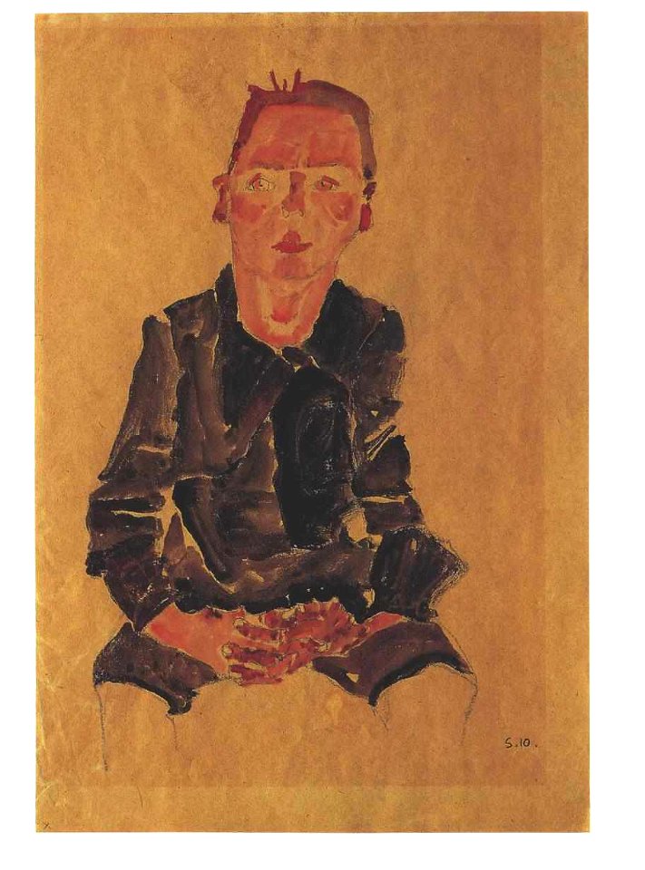 Schiele - Sitzender Bub mit gefalteten Händen - 1910