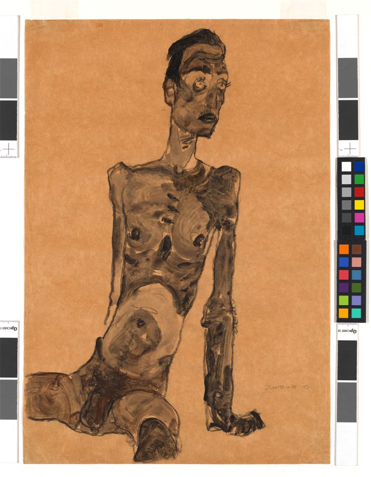 Schiele - Sitzender männlicher Akt, 167296, 1910