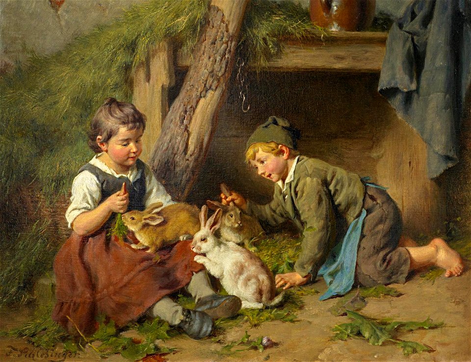 Felix Schlesinger - Mädchen und Knabe im Hasenstall