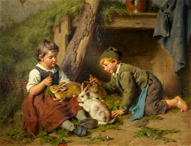 Felix Schlesinger - Mädchen und Knabe im Hasenstall
