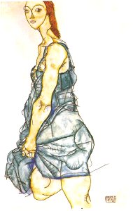 Schiele - Stehende Frau in grünem Hemd - 1914