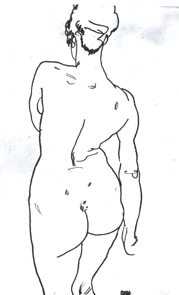 Schiele - Weiblicher Rückenakt