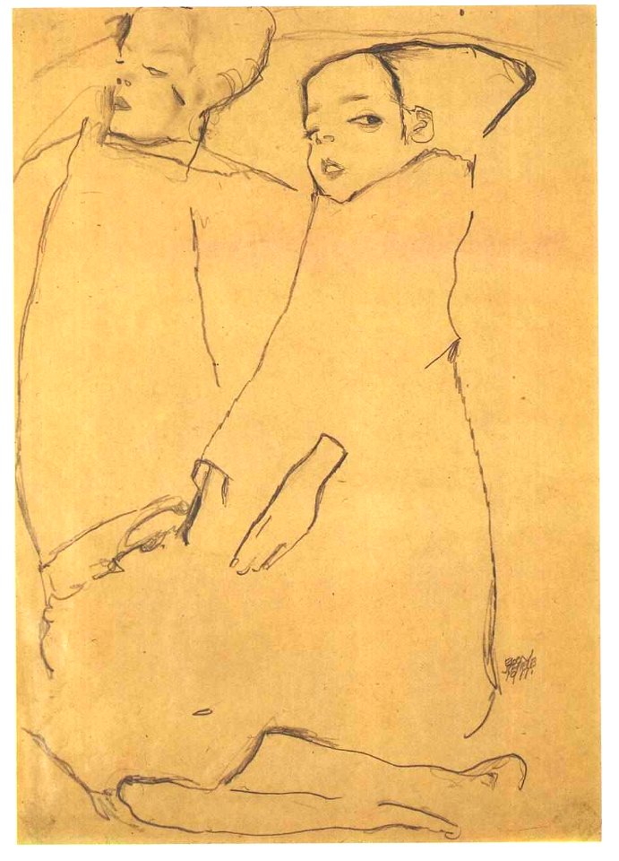 Schiele - Zwei kleine Mädchen - 1911
