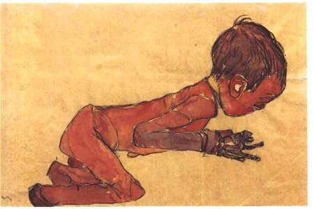 Schiele - Neugeborenes mit angezogenen Knien