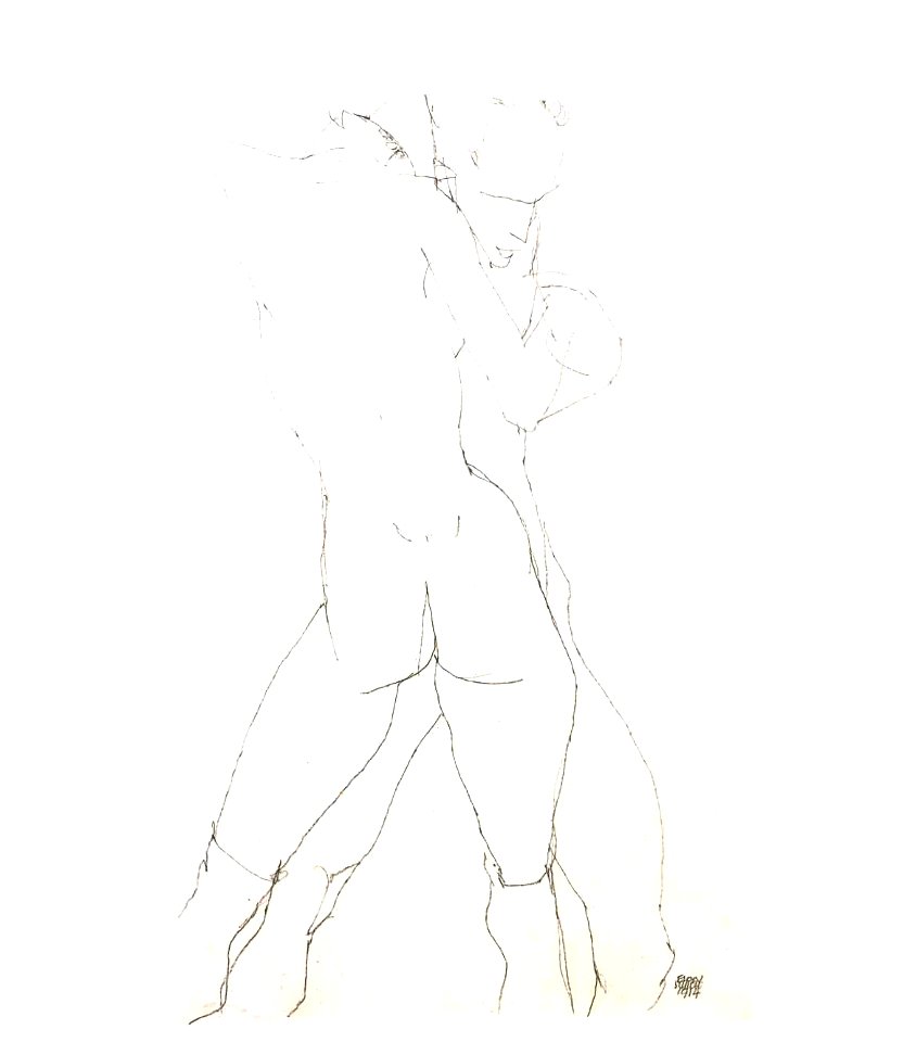 Schiele Paar in tänzerischer Pose - 1914