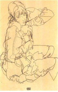 Schiele - Sitzendes Mädchen - 1914