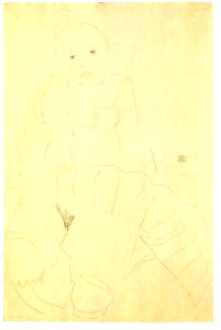 Schiele - Sitzendes Mädchen mit hochgeschlagenem Rock - 1911