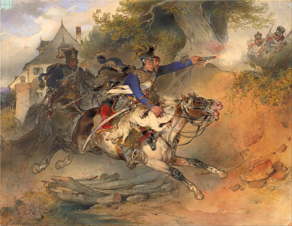 Carl Schindler - The Foraging Hussar, 1840 - Google Art Project