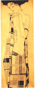 Schiele - Stehendes Mädchen mit kariertem Tuch