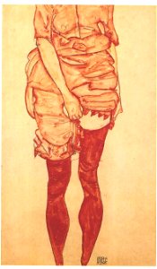 Schiele - Stehende Frau in Rot - 1913