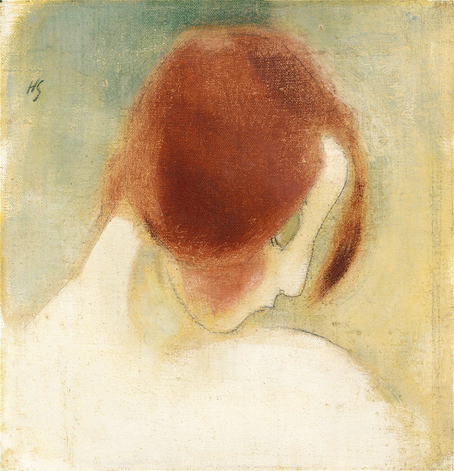 'The Red-Haired Girl II' by Helene Schjerfbeck, oil and graphite on canvas