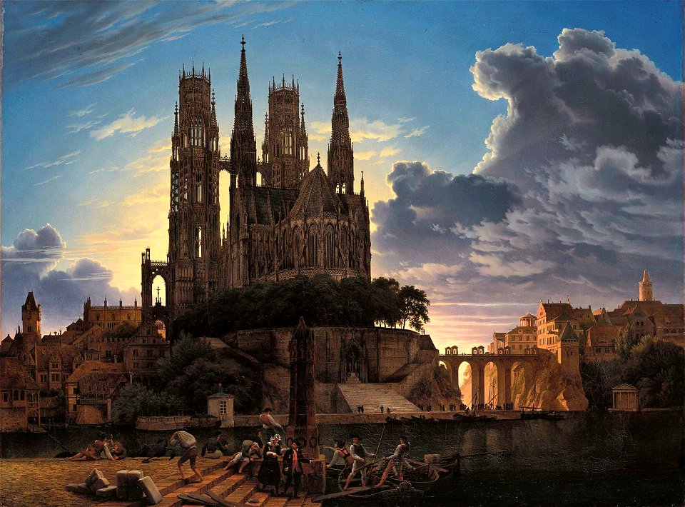 Karl Friedrich Schinkel - Medieval Town by Water - WGA21002