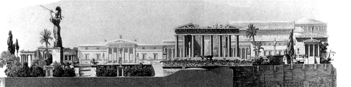 Schinkel – Acropolis Palace – Schnitt A–B nach der Druckfassung. Free illustration for personal and commercial use.
