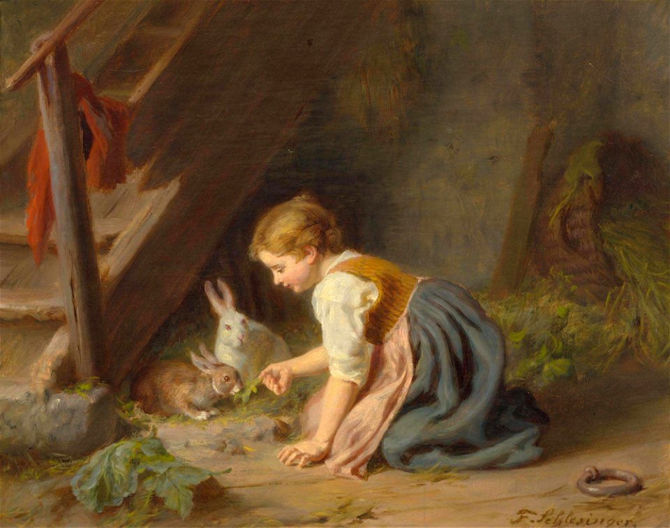 Felix Schlesinger - Mädchen mit zwei Hasen