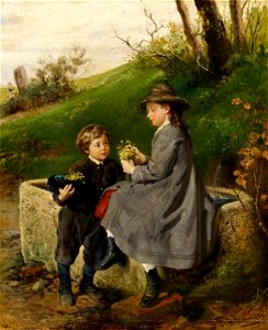 Felix Schlesinger - Zwei Kinder am Brunnen
