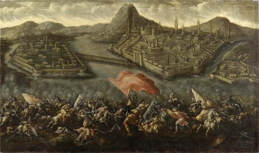Schlachtenszene vor Buda und Pest 17Jh