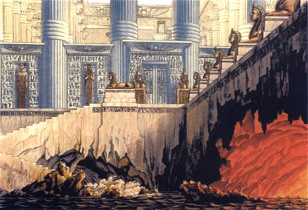 Schinkel Szenenentwurf Zauberflöte Feuer- und Wasserprobe