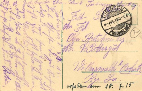 Schloss Lichtenstein, Baden-Württemberg (1915) (back) (Zeno Ansichtskarten)