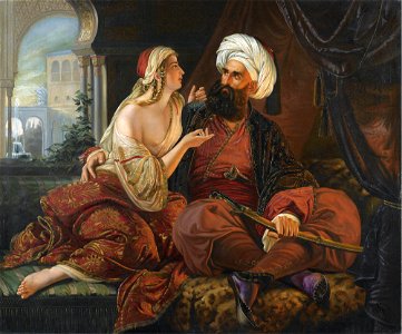 School of Paul Emil Jacobs - Ali Pasha and Kira Vassiliki. Free illustration for personal and commercial use.