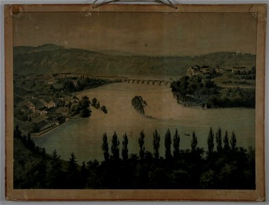 Schoolplaat Der Rheinfall bei Schafhausen (uitg W Leijdenroth van Boekhoven, ca 1900), collectie Centre Céramique, Maastricht