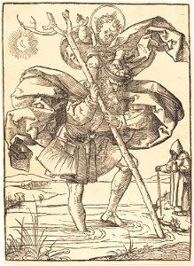 School of Albrecht Dürer - Saint Christopher. Free illustration for personal and commercial use.