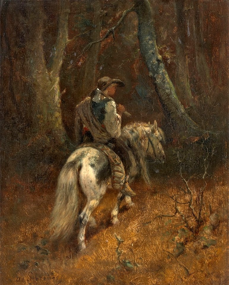 Adolf Schreyer Reiter im Wald