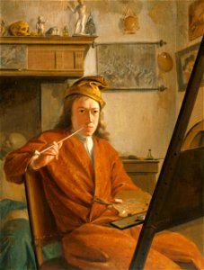 Aert Schouman - Portret van een schilder, misschien de schilder zelf - SK-A-4157 - Rijksmuseum. Free illustration for personal and commercial use.