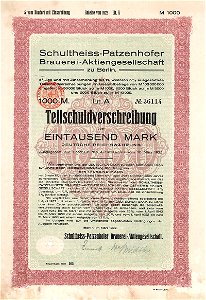 Schultheiss-Patzenhofer Brauerei-AG 1000 Mk 1922