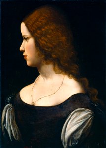 School of Leonardo da Vinci woman profile. Free illustration for personal and commercial use.