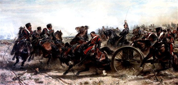 Adolf Schreyer - Charge de l'artillerie de la Garde Impériale à Traktir - Orsay RF 440