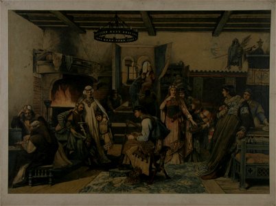 Schoolplaat De Minstreel (ca 1900), collectie Centre Céramique, Maastricht