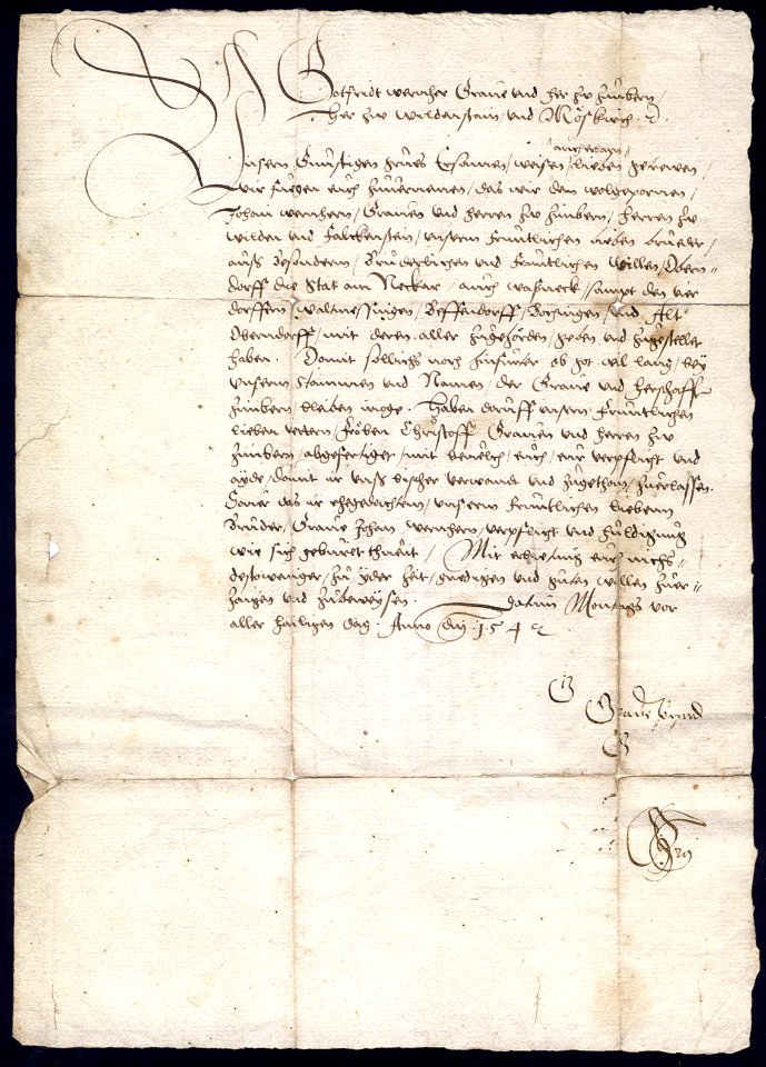 Schreiben Gottfried Werner von Zimmern an Stadt Oberndorf 1542.10-30