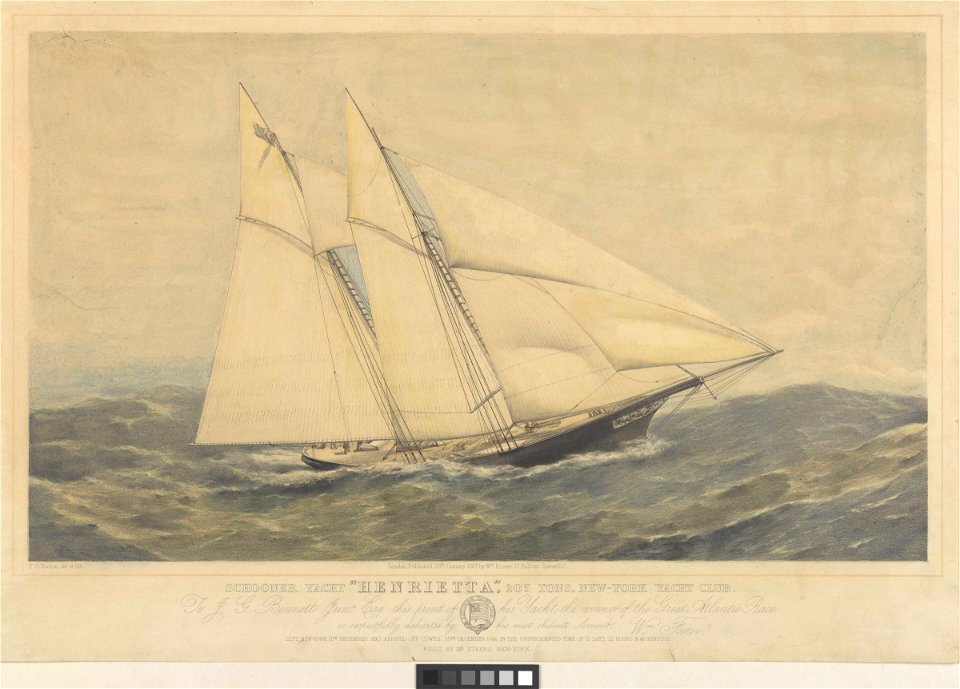 Schooner Yacht Henrietta, 205 Tons, New-York Yacht Club - winner of the Great Atlantic Race - Dec 1866 RMG PY8755
