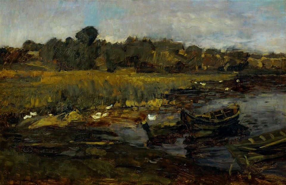 Carl Schuch - Schilflandschaft am Schwielowsee mit Enten (1881)