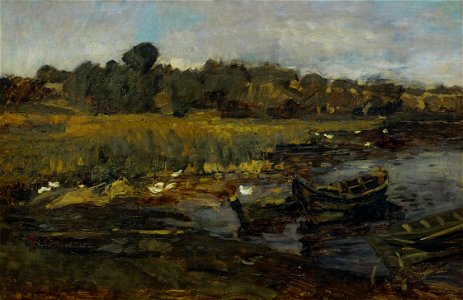 Carl Schuch - Schilflandschaft am Schwielowsee mit Enten (1881)