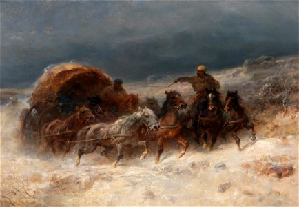 Adolf Schreyer - Geldings in a Winter Landscape